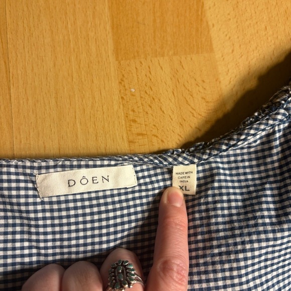 Doen Franique Dress in Azure Paris Gingham Check Floral Embroidery - Picture 6 of 12